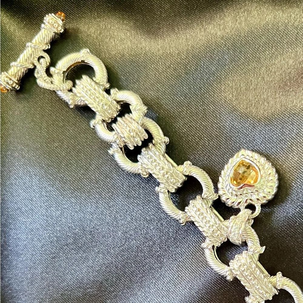 Judith Ripka Sterling silver Bracelet with Heart toggle (yellow topaz stone) - Picture 7 of 8